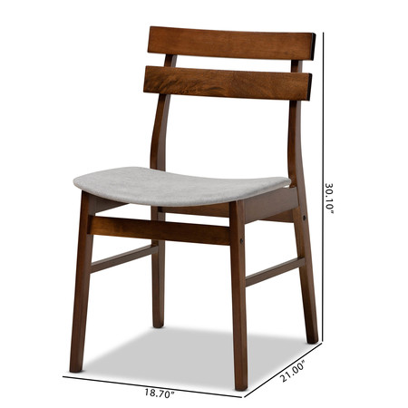 Baxton Studio Devlin Grey Upholstered and Walnut Wood 4-Piece Dining Chair Set 168-10816